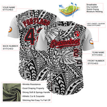 Charger l&#39;image dans la galerie, Custom Black White-Fire Red 3D Polynesian Style Islander Authentic Baseball Jersey
