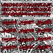 Charger l&#39;image dans la galerie, Custom Black White-Fire Red 3D Polynesian Style Islander Authentic Baseball Jersey
