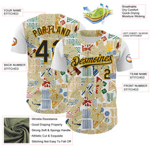 Load image into Gallery viewer, Custom White Black-Gold 3D Polynesian Style Palm Leaves Islander Authentic Baseball Jersey
