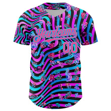 Load image into Gallery viewer, Custom Black Pink Purple-Sky Blue 3D Pattern Design Trippy Psychedelic Magic Mushrooms Authentic Baseball Jersey
