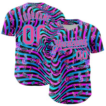 Load image into Gallery viewer, Custom Black Pink Purple-Sky Blue 3D Pattern Design Trippy Psychedelic Magic Mushrooms Authentic Baseball Jersey
