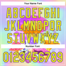 Load image into Gallery viewer, Custom Purple Neon Yellow 3D Pattern Design Trippy Psychedelic Magic Mushrooms Authentic Baseball Jersey
