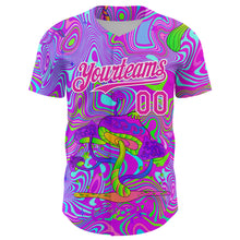 Load image into Gallery viewer, Custom Purple Deep Pink-White 3D Pattern Design Trippy Psychedelic Magic Mushrooms Authentic Baseball Jersey
