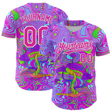 Load image into Gallery viewer, Custom Purple Deep Pink-White 3D Pattern Design Trippy Psychedelic Magic Mushrooms Authentic Baseball Jersey
