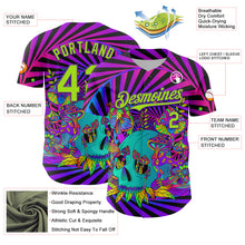 Загрузить изображение в средство просмотра галереи, Custom Purple Neon Green 3D Pattern Design Trippy Magic Mushrooms Skull Authentic Baseball Jersey
