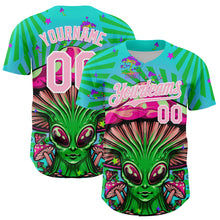 Load image into Gallery viewer, Custom Blule Light Pink-White 3D Pattern Design Trippy Magic Mushrooms Alien Authentic Baseball Jersey
