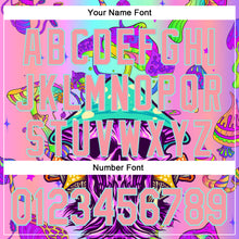 Laden Sie das Bild in den Galerie-Viewer, Custom Purple Medium Pink-Ice Blue 3D Pattern Design Trippy Magic Mushrooms Skull Authentic Baseball Jersey
