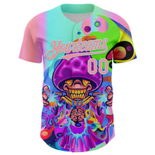 Load image into Gallery viewer, Custom Purple Medium Pink-Ice Blue 3D Pattern Design Trippy Magic Mushrooms Acid Authentic Baseball Jersey

