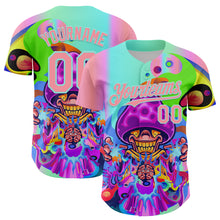 Load image into Gallery viewer, Custom Purple Medium Pink-Ice Blue 3D Pattern Design Trippy Magic Mushrooms Acid Authentic Baseball Jersey
