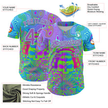 Загрузить изображение в средство просмотра галереи, Custom Blue Medium Purple-Ice Blue 3D Pattern Design Trippy Magic Mushrooms Skull Authentic Baseball Jersey
