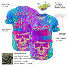 Загрузить изображение в средство просмотра галереи, Custom Blue Deep Pink-Ice Blue 3D Pattern Design Trippy Magic Mushrooms Skull Authentic Baseball Jersey
