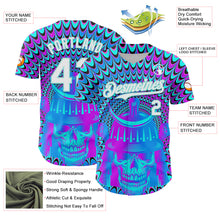 Загрузить изображение в средство просмотра галереи, Custom Purple White-Ice Blue 3D Pattern Design Trippy Magic Mushrooms Skull Authentic Baseball Jersey
