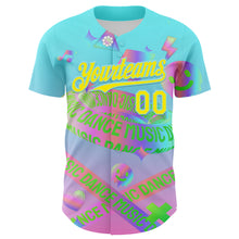 Charger l&#39;image dans la galerie, Custom Blue Light Yellow-Ice Blue 3D Pattern Design Trippy Dance Music Acid Authentic Baseball Jersey
