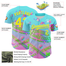 Charger l&#39;image dans la galerie, Custom Blue Light Yellow-Ice Blue 3D Pattern Design Trippy Dance Music Acid Authentic Baseball Jersey
