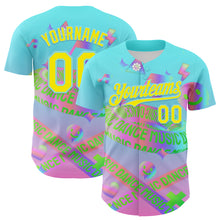 Charger l&#39;image dans la galerie, Custom Blue Light Yellow-Ice Blue 3D Pattern Design Trippy Dance Music Acid Authentic Baseball Jersey
