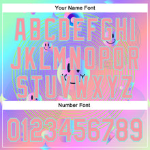 Load image into Gallery viewer, Custom Purple Medium Pink-Ice Blue 3D Pattern Design Trippy Smiley Face Acid Authentic Baseball Jersey
