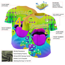 Load image into Gallery viewer, Custom Green Yellow-Ice Blue 3D Pattern Design Trippy Magic Mushrooms Acid Authentic Baseball Jersey
