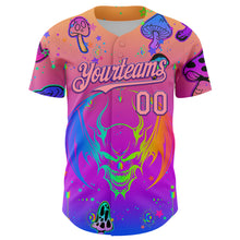Charger l&#39;image dans la galerie, Custom Pink Medium Pink-Purple 3D Pattern Design Trippy Magic Mushrooms Dragon Authentic Baseball Jersey
