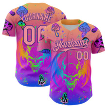 Charger l&#39;image dans la galerie, Custom Pink Medium Pink-Purple 3D Pattern Design Trippy Magic Mushrooms Dragon Authentic Baseball Jersey

