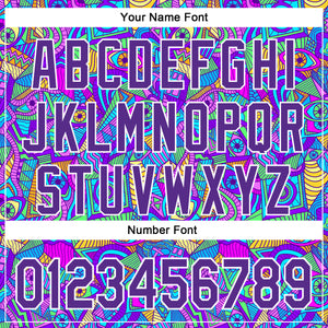Custom Purple White 3D Pattern Design Trippy Psychedelic Eyes Authentic Baseball Jersey