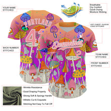 Charger l&#39;image dans la galerie, Custom Pink Medium Pink Purple-White 3D Pattern Design Trippy Magic Mushrooms Hippie Authentic Baseball Jersey
