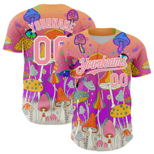 Charger l&#39;image dans la galerie, Custom Pink Medium Pink Purple-White 3D Pattern Design Trippy Magic Mushrooms Hippie Authentic Baseball Jersey
