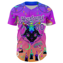 Load image into Gallery viewer, Custom Purple White 3D Pattern Design Trippy Magic Mushrooms Devil Authentic Baseball Jersey
