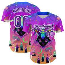 Load image into Gallery viewer, Custom Purple White 3D Pattern Design Trippy Magic Mushrooms Devil Authentic Baseball Jersey
