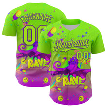 Load image into Gallery viewer, Custom Green Neon Green-Purple 3D Pattern Design Trippy Psychedelic Octopus Authentic Baseball Jersey
