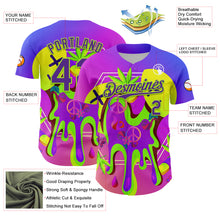 Load image into Gallery viewer, Custom Purple Neon Green 3D Pattern Design Trippy Psychedelic Peace Sign Authentic Baseball Jersey
