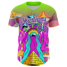 Charger l&#39;image dans la galerie, Custom Green Purple-White 3D Pattern Design Trippy Magic Mushrooms Acid Authentic Baseball Jersey
