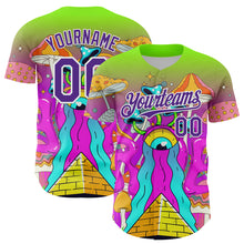 Charger l&#39;image dans la galerie, Custom Green Purple-White 3D Pattern Design Trippy Magic Mushrooms Acid Authentic Baseball Jersey
