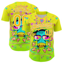 Charger l&#39;image dans la galerie, Custom Gold Yellow Green-White 3D Pattern Design Trippy Psychedelic Magic Mushrooms Authentic Baseball Jersey
