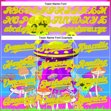 Load image into Gallery viewer, Custom Purple Yellow-Neon Green 3D Pattern Design Trippy Magic Mushrooms Alien Authentic Baseball Jersey
