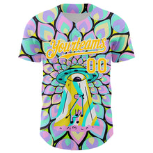 Charger l&#39;image dans la galerie, Custom Purple Yellow-White 3D Pattern Design Trippy Magic Mushrooms Alien Authentic Baseball Jersey
