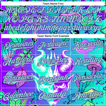 Загрузить изображение в средство просмотра галереи, Custom Blue Ice Blue-Purple 3D Pattern Design Trippy Magic Mushrooms Demon Skull Authentic Baseball Jersey

