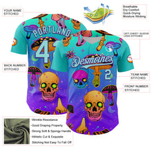 Загрузить изображение в средство просмотра галереи, Custom Blue Ice Blue-Purple 3D Pattern Design Trippy Magic Mushrooms Skull Authentic Baseball Jersey
