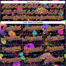 Charger l&#39;image dans la galerie, Custom Black Purple-Yellow 3D Pattern Design Trippy Magic Mushrooms Spider Web Authentic Baseball Jersey
