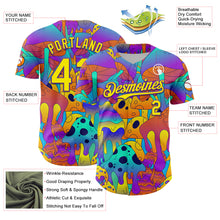 Charger l&#39;image dans la galerie, Custom Purple Light Yellow 3D Pattern Design Trippy Magic Mushrooms Trance Authentic Baseball Jersey
