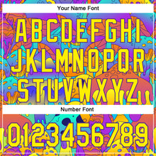 Charger l&#39;image dans la galerie, Custom Purple Light Yellow 3D Pattern Design Trippy Magic Mushrooms Trance Authentic Baseball Jersey
