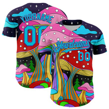 Load image into Gallery viewer, Custom Navy Lakes Blue-Purple 3D Pattern Design Trippy Psychedelic Magic Mushrooms Authentic Baseball Jersey

