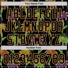 Load image into Gallery viewer, Custom Black Gold 3D Pattern Design Mardi Gras Shrove Tuesday Authentic Baseball Jersey
