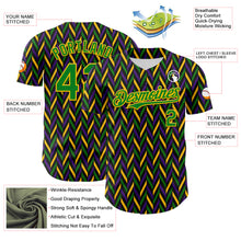 Charger l&#39;image dans la galerie, Custom Black Grass Green-Yellow 3D Pattern Design Mardi Gras Shrove Tuesday Authentic Baseball Jersey

