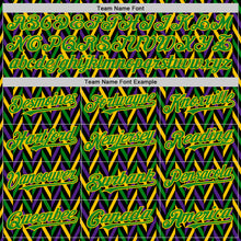 Charger l&#39;image dans la galerie, Custom Black Grass Green-Yellow 3D Pattern Design Mardi Gras Shrove Tuesday Authentic Baseball Jersey
