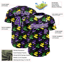 Charger l&#39;image dans la galerie, Custom Black Purple-White 3D Pattern Design Mardi Gras Shrove Tuesday Authentic Baseball Jersey
