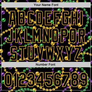 Custom Black Gold 3D Pattern Design Mardi Gras Shrove Tuesday Authentic Baseball Jersey