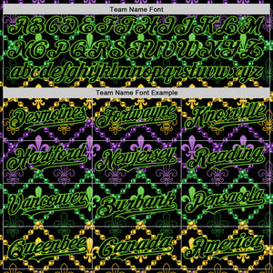Custom Black Aurora Green 3D Pattern Design Mardi Gras Shrove Tuesday Authentic Baseball Jersey