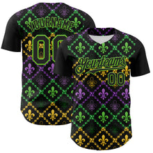 Charger l&#39;image dans la galerie, Custom Black Aurora Green 3D Pattern Design Mardi Gras Shrove Tuesday Authentic Baseball Jersey
