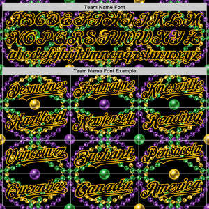 Custom Black Gold 3D Pattern Design Mardi Gras Shrove Tuesday Authentic Baseball Jersey