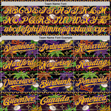 Charger l&#39;image dans la galerie, Custom Black Gold-Purple 3D Pattern Design Mardi Gras Shrove Tuesday Authentic Baseball Jersey
